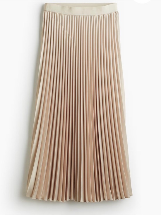 H&M Dresses & Skirts - H&M Pleated Midi Skirt in Light Beige XL Like new